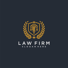 WF letter monogram logo for lawfirm with pillar & leaf image design