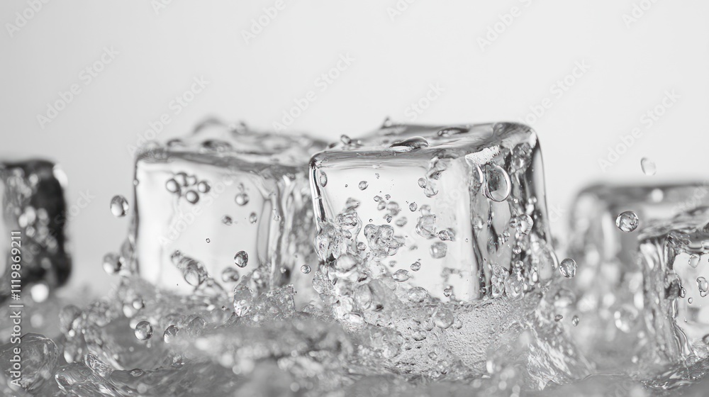 Aufkleber ice cubes splashing in water, creating dynamic movement and clarity.