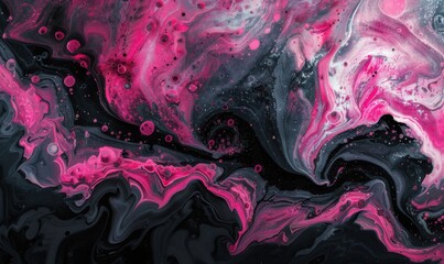 Obraz premium Luxurious abstract fluid art in shades of pink and black, with intricate details and high contrast, perfect for a dynamic background