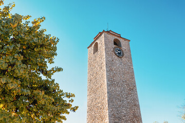 The Clock Tower (Sahat Kula) in Podgorica old town, Montenegro is a historical landmark, standing...