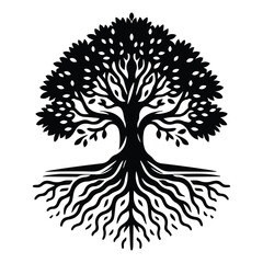 tree icon, lush crown, isolated on transparent background