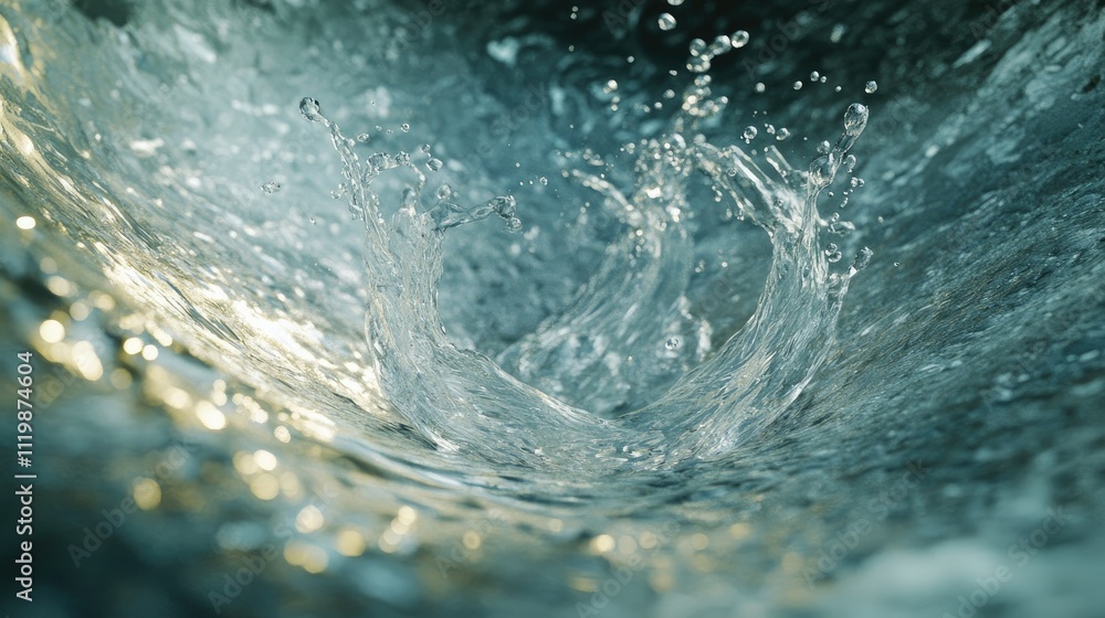 Aufkleber stunning close-up view of water splashes creating dynamic patterns and droplets, capturing the essen
