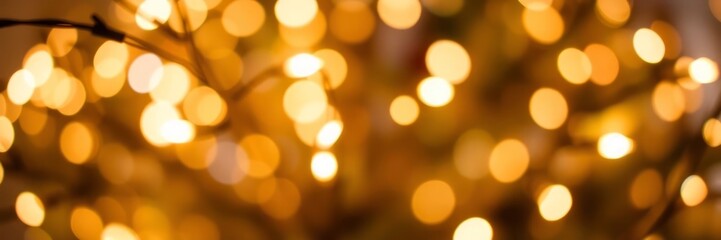 A beautiful, warm, and inviting image of fairy lights glowing in the dark, perfect for holiday-themed backgrounds and designs.