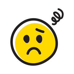 悩む顔の手書きのかわいい絵文字・顔文字アイコン　　困る