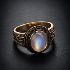 A ring featuring a glowing moonstone.