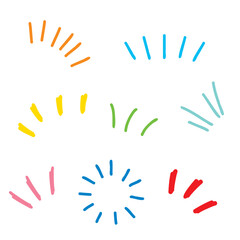 Obraz premium 手書きのカラフルな気づき線 感嘆符 漫符