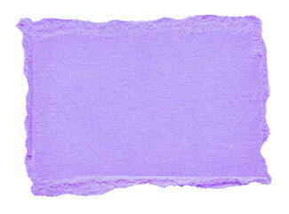 Isolated cut out torn piece of blank purple violet  paper note cardboard with texture and copy...