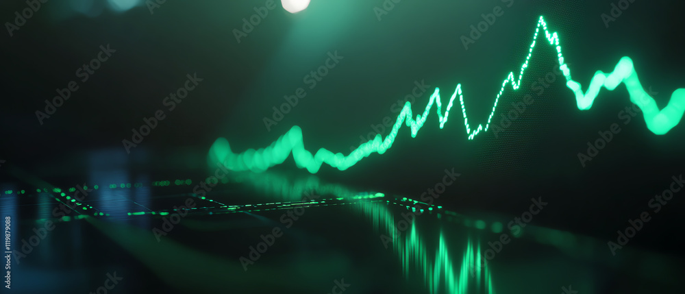 Aufkleber visual representation of data trends in a futuristic green digital interface.