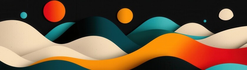 Abstract landscape art digital design colorful waves modern aesthetic creative expression vibrant environment