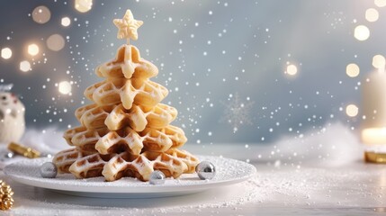 Christmas Waffle Tree Dessert.