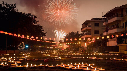 Naklejka premium The Indian festival of lights Diwali symbolizes the victory of light over darkness 