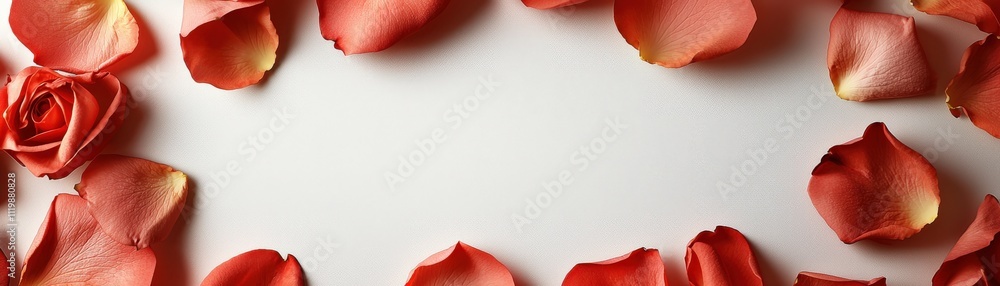 Poster A thin border of rose petals framing the edges of a white backdrop with space for text in the center