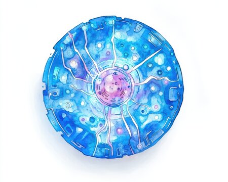 recommend clip art: Abstract blue circular illustration with glowing elements on a white isolate background.