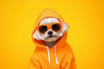 Cool Dog in Sunglasses and Hoodie: Funny Animal Photo