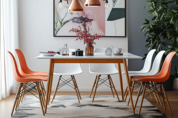 Modern Dining Space with Pop of Brown