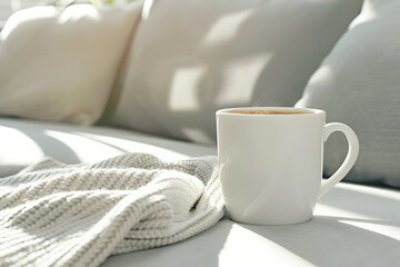 cozy solo celebration, a warm blanket on the couch, cup of hot cocoa in hand, and favorite music creating a cozy atmosphere for solace on singles awareness day