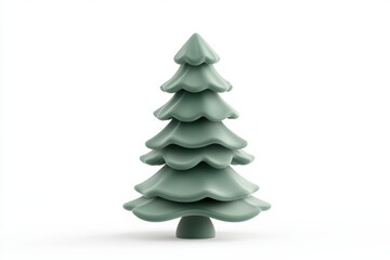 Fototapeta premium Stylized 3D Render of a Teal Christmas Tree on White Background, Minimalist Festive Design Element