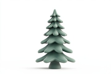 Fototapeta premium Stylized 3D Render of a Teal Christmas Tree on White Background Festive Winter Holiday Decoration Minimalist Design