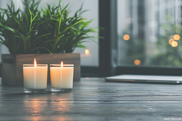 singles awareness day relaxation, placing lit candles humbly on the desk, a personal canvas awaits creativity and reflection for a tranquil singles awareness day evening