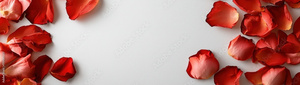 Poster A thin border of rose petals framing the edges of a white backdrop with space for text in the center