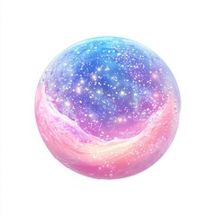 Obraz premium Colorful galaxy sphere with vibrant hues and sparkling stars on a white background.