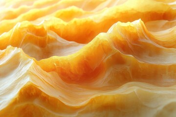 Abstract representation of layered textures in warm yellow and orange hues.