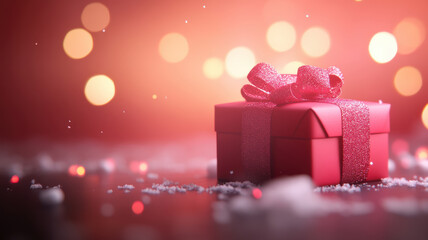 Obraz premium Festive gift box with soft glowing lights
