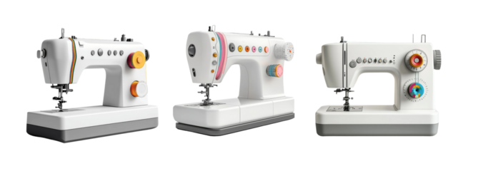 Vintage Sewing Machines on Transparent Background