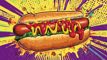 Eye-Catching Comic Style Hot Dog Art for Menus and Advertisements