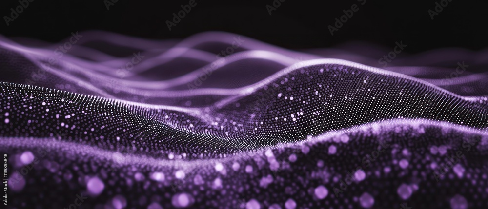 Aufkleber Abstract purple wave pattern with sparkling particles, creating a dreamy atmosphere.