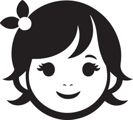 Cute Girl Clipart Black and White Illustration Image