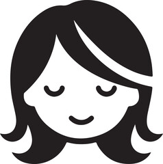  Peaceful Woman Icon Black and White Female Portrait