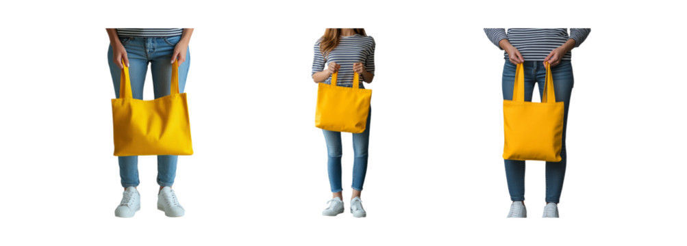 Stylish Yellow Tote Bag on Transparent Background - Powered by Adobe