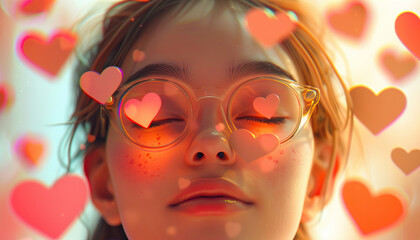 hello to all the world i love myself and everyone around my. virtual hearts float around my head