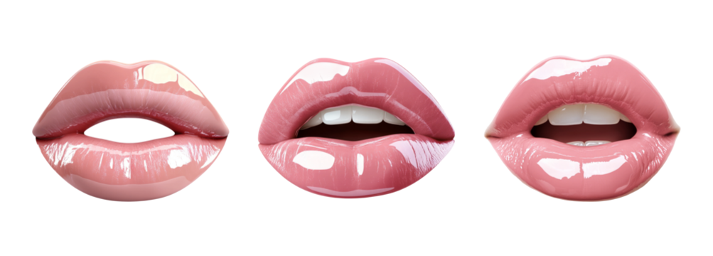 Glossy Lips Collection on Transparent Background