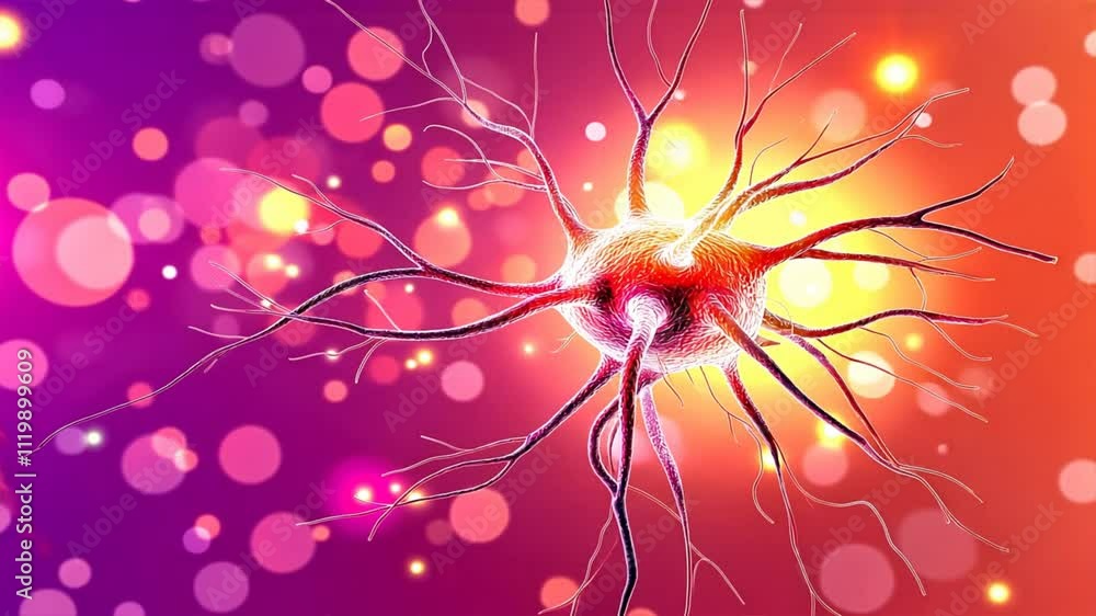 Aufkleber colorful neuron illustration glowing connections in neural networks showcasing brain activity and co
