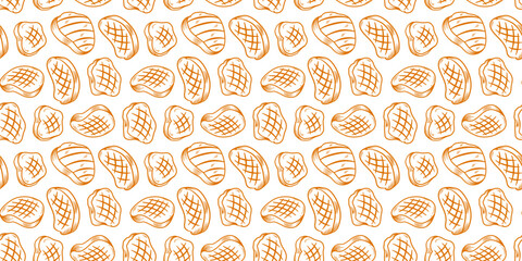 Beef Meat Pattern background. doodle steak pattern background. doodle meat pattern background.