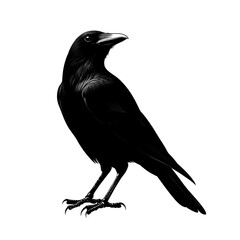 Fototapeta premium 2D full body illustration full body shot of a crow silhouette isolated on a white transparent background