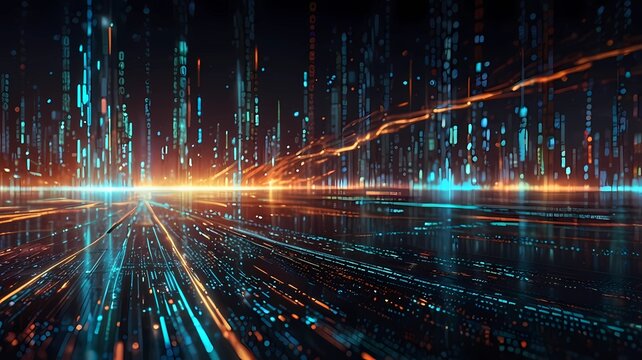 Data transfer and future technology, cyber security concept background, abstract hi speed digital internet. Motion blur. Abstract technology and cyber space environment 3D render