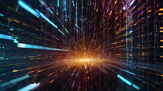 Data transfer and future technology, cyber security concept background, abstract hi speed digital internet. Motion blur. Abstract technology and cyber space environment 3D render