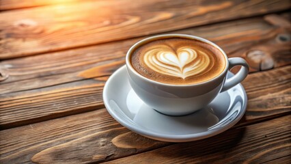 Creating latte art heart in cozy rustic  interior with close-up photography of beverage