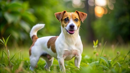 Playful dog in lush green park outdoor photography vibrant environment close-up view joyful concept