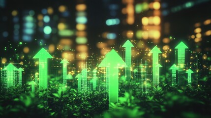 Visualizing Success: Upward Arrows Representing Sustainable Business Practices