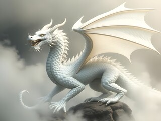 Obraz premium white dragon 