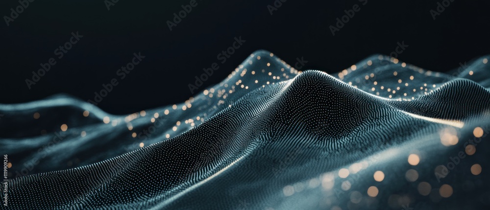 Poster Abstract representation of waves with glowing particles, suggesting depth and motion.