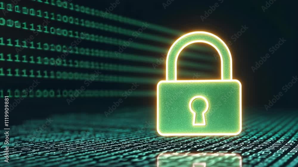 Aufkleber glowing padlock symbol on digital background representing security and protection for data