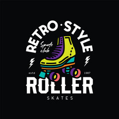 Obraz premium Original vector emblem.. Vintage roller skates. T-shirt design.