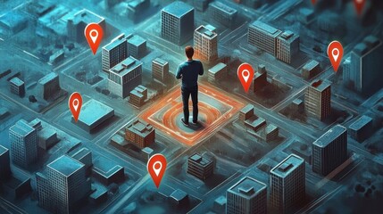 A person engaging with geofencing devices for marketing and security.