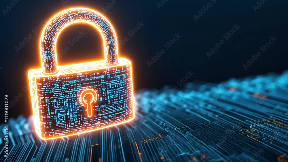 Aufkleber glowing digital padlock representing data security and cyber protection concepts