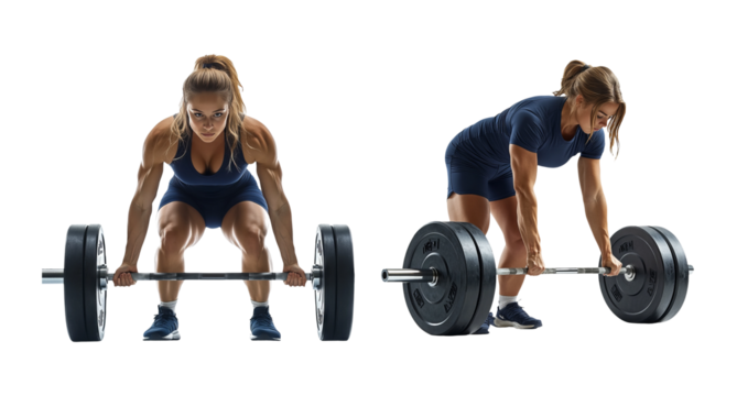 Weightlifting Woman in Action on Transparent Background